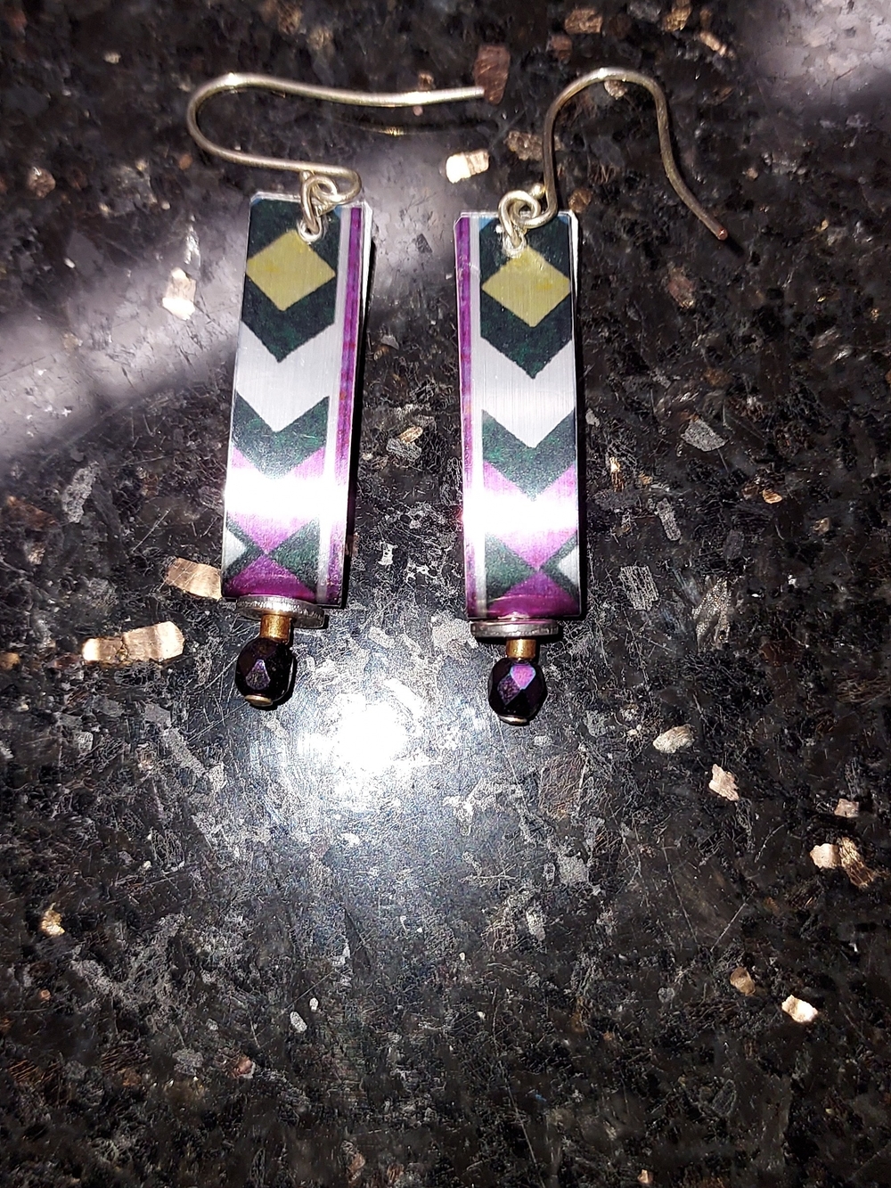 Geometric Purple Chevron Drop Earrings - Women Jewelry